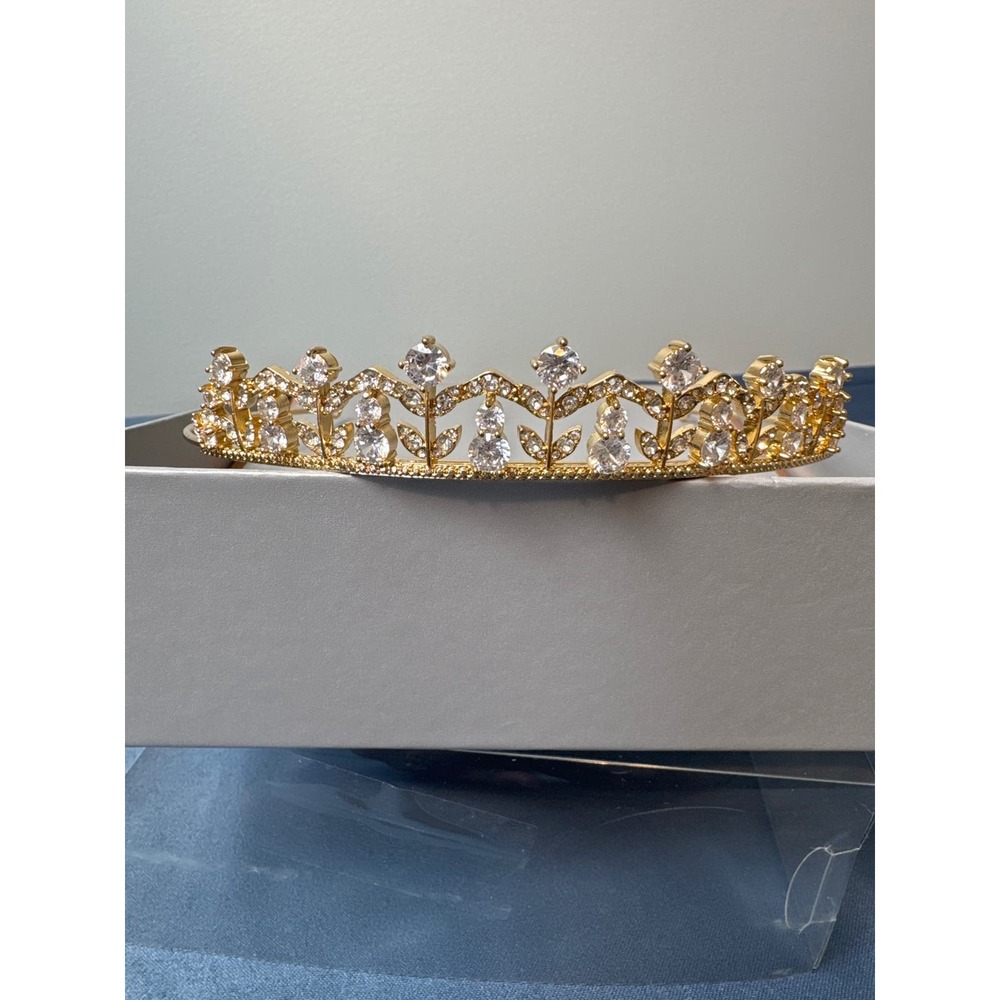 Believe by Brillance Gold Flash Plated Cubic Zirconia Hair Tiara NIB
